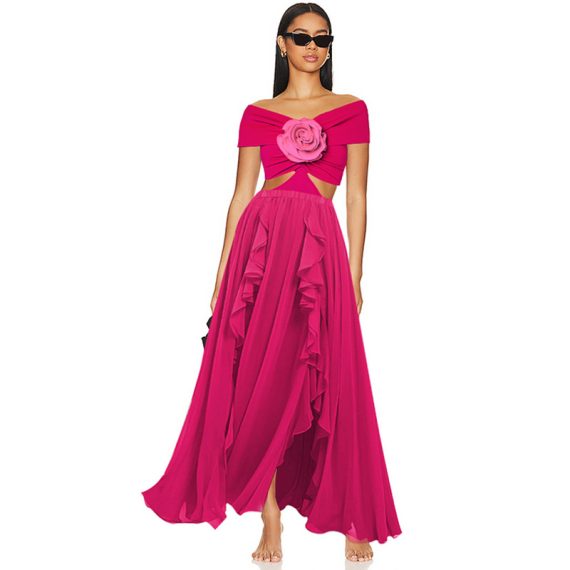 Beach Vacation Rose Flower One-Piece Swimsuit for Women - Image 2