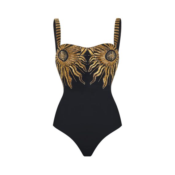Holiday Black And Gold Sequin One-Piece Swimsuit for Women - Image 5