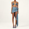 Flower-Decorated One-Shoulder Hollow Soft Denim One-Piece Swimsuit for Women - Image 4