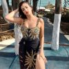 Holiday Black And Gold Sequin One-Piece Swimsuit for Women - Image 2