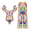 One-Shoulder Ruffled Printed One-Piece Swimsuit for Women - Image 2