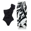 Holiday Off-Shoulder Black One-Piece Swimsuit for Women