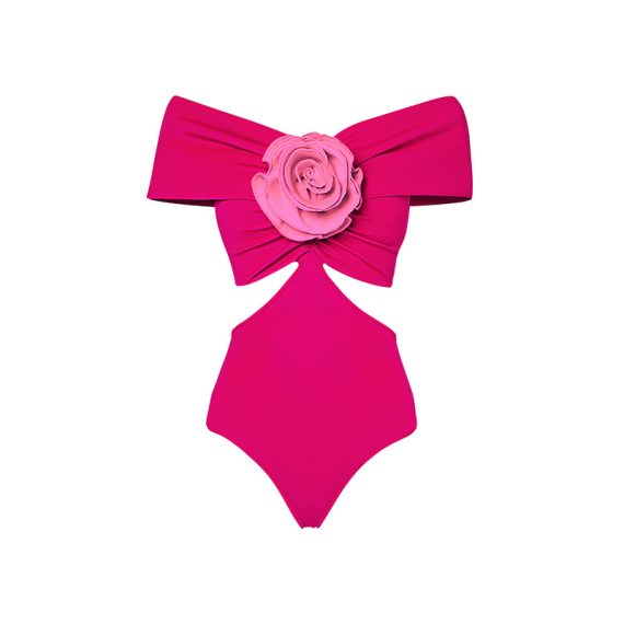 Beach Vacation Rose Flower One-Piece Swimsuit for Women - Image 5