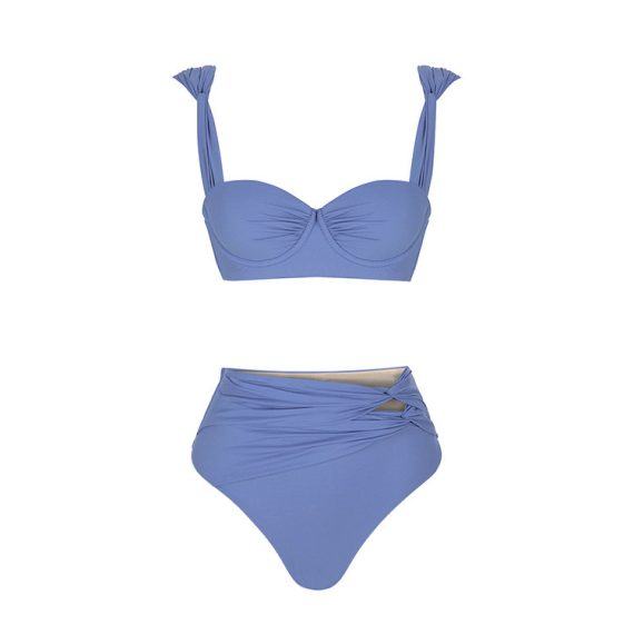 Pure Color High-Waist Bikini Swimsuit for Women - Image 5