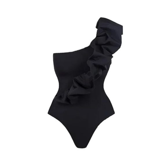 Holiday Off-Shoulder Black One-Piece Swimsuit for Women - Image 5